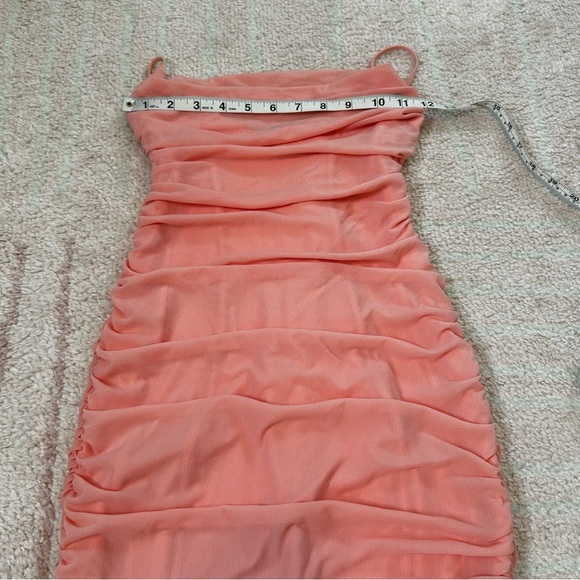 NWT Oh Polly Mesh Mini Dress Size US6 Clubbing Strappy Back Peach Love Island - Picture 7 of 13